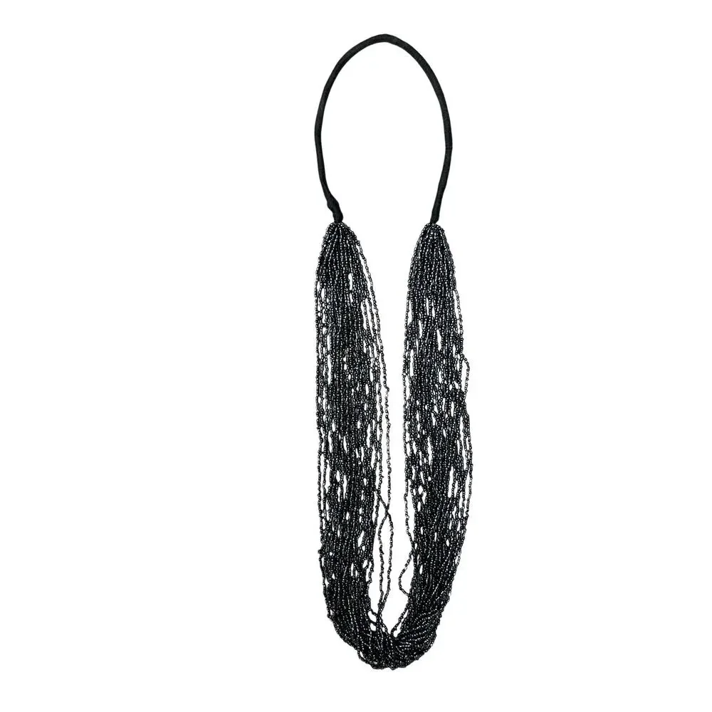 Unbranded Multistrand Gunmetal Gray Seed Bead Necklace Shimmery 16